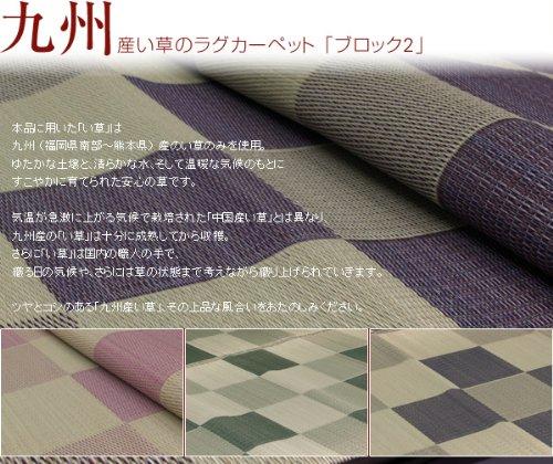 IKEHIKO Igusa Rug Carpet, Made in Japan, Block 2, Brown, 191 x 191 cm, 8220570