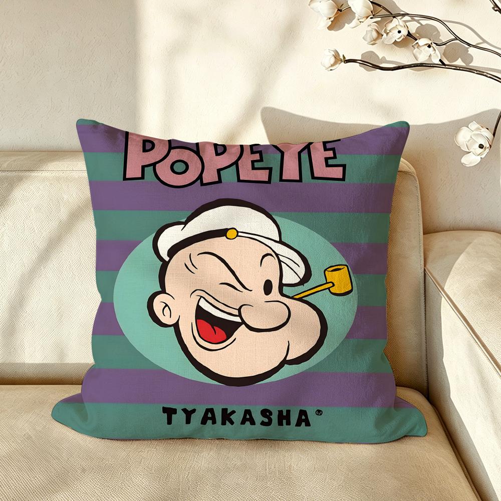 Cartoon PPopeye Cushion Cover Pillow Case Antidustmite Pillowcase Silky Short Plush Sofa Cushion Cover hot