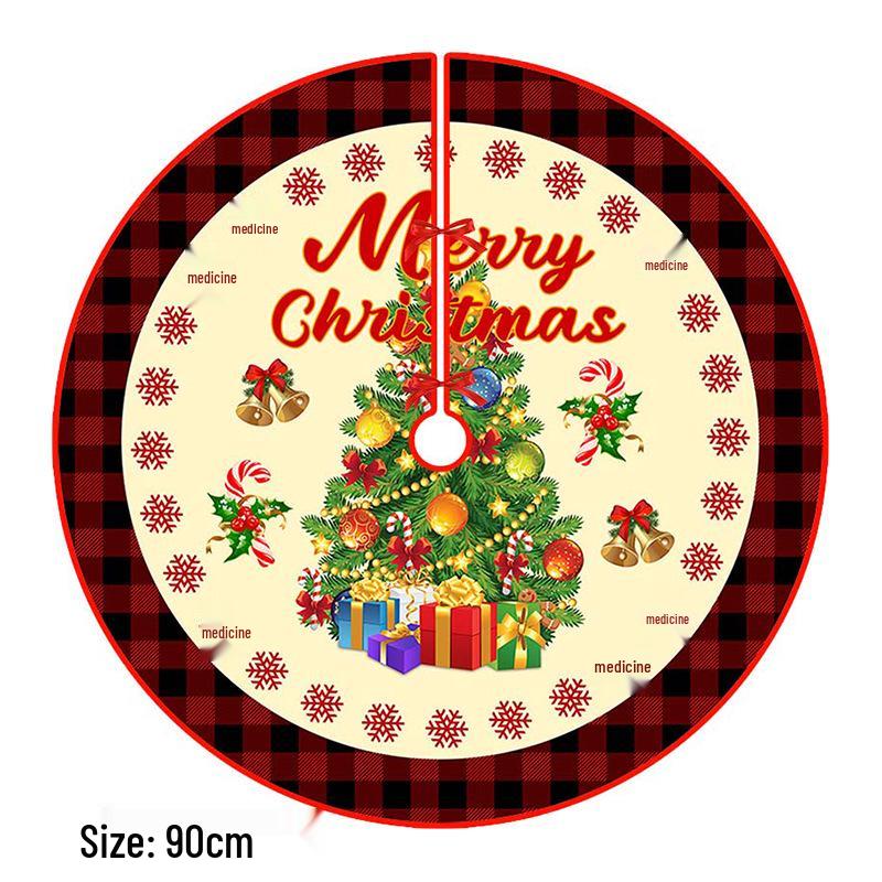 Creative Cartoon Print Christmas Tree Skirt - Festive Home & Party Decoration
