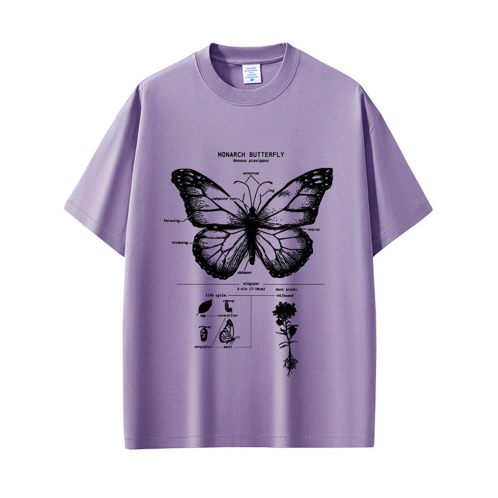 Monarchfalter Anatomie Grafik T-Shirt Herren Damen Lässig Oversized Lustiges T-Shirt Unisex Mode Vintage Kurzarm T-Shirts