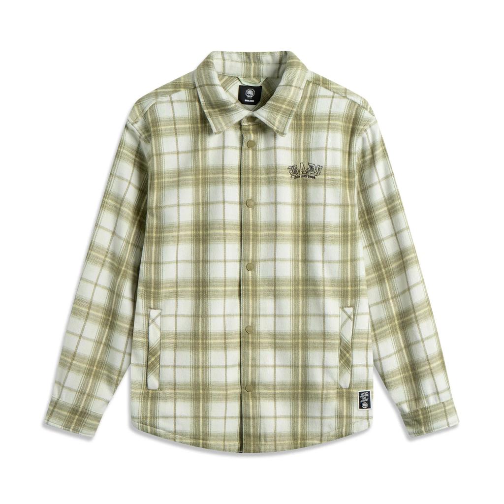 Li-Ning Badfive Plaid Letter Single-Breasted Collar Loose Jacket Men Jacket Soft-Water-Green AFDV545-2