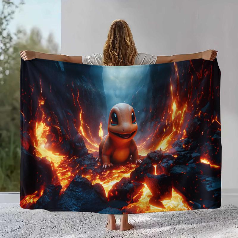 

Charizard Charmander Pokemon Flannel Blanket,Ultra Soft Warm Plush Throw for Home Bedroom Bed Sofa Cover Office Camping Picnic 75x90cm