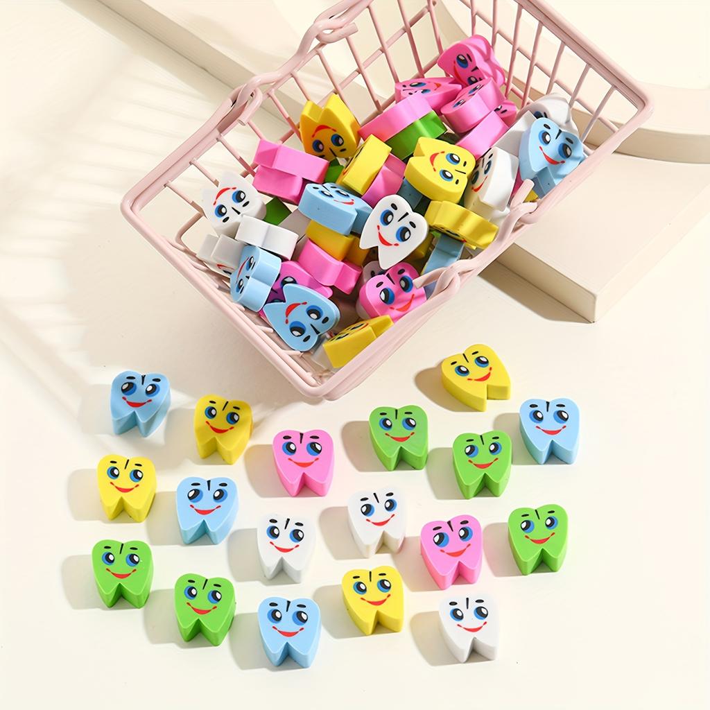 30pcs Cube Erasers - Synthetic Rubber Molar Shaped Pencil Erasers, Durable & Easy To Clean For School&Office Use,School Supplies
