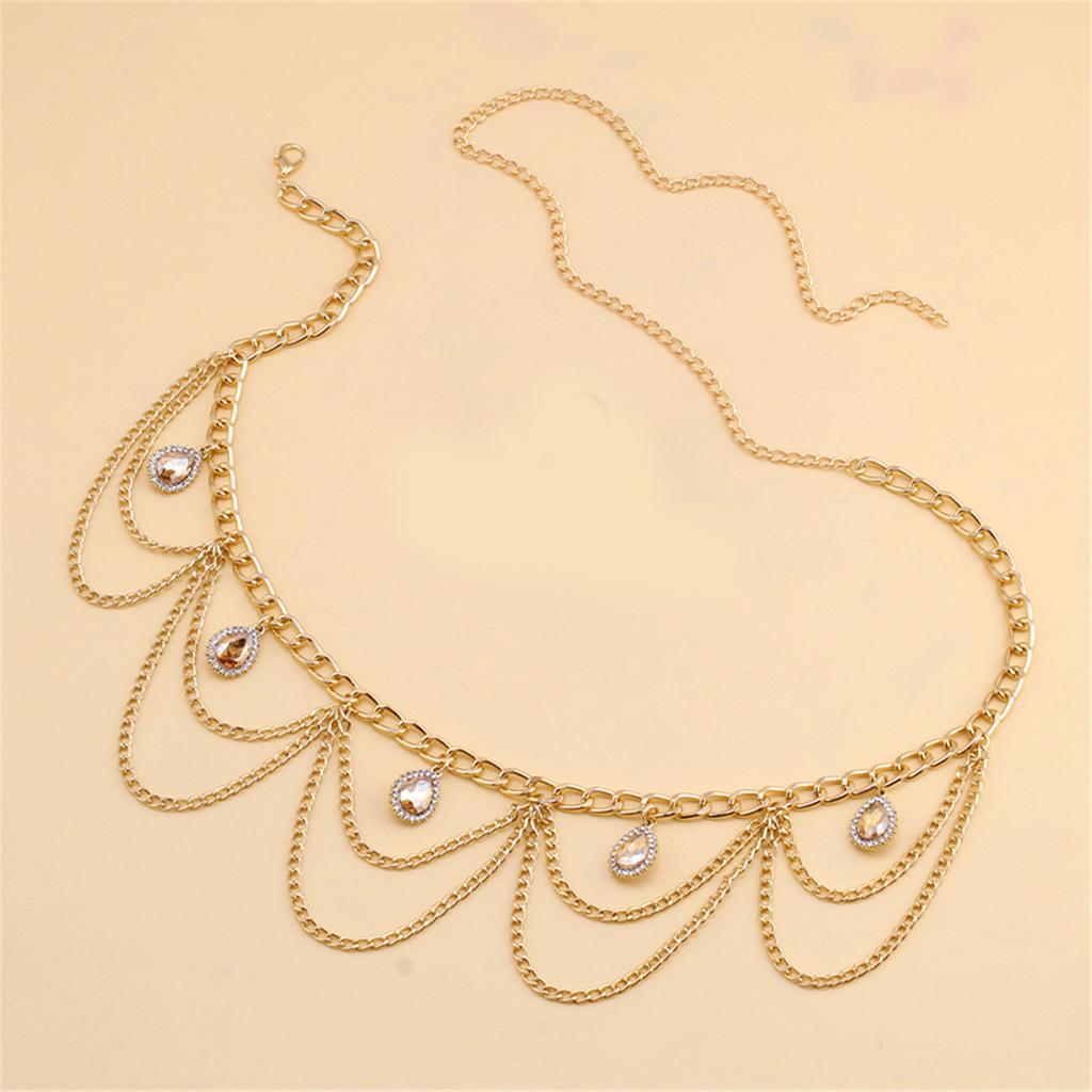 Multilayer Waist Belt Stylish for Stage Dance Music Festival Jeans Dress Belt Body Jewelry Chain Metallic Belly Dance