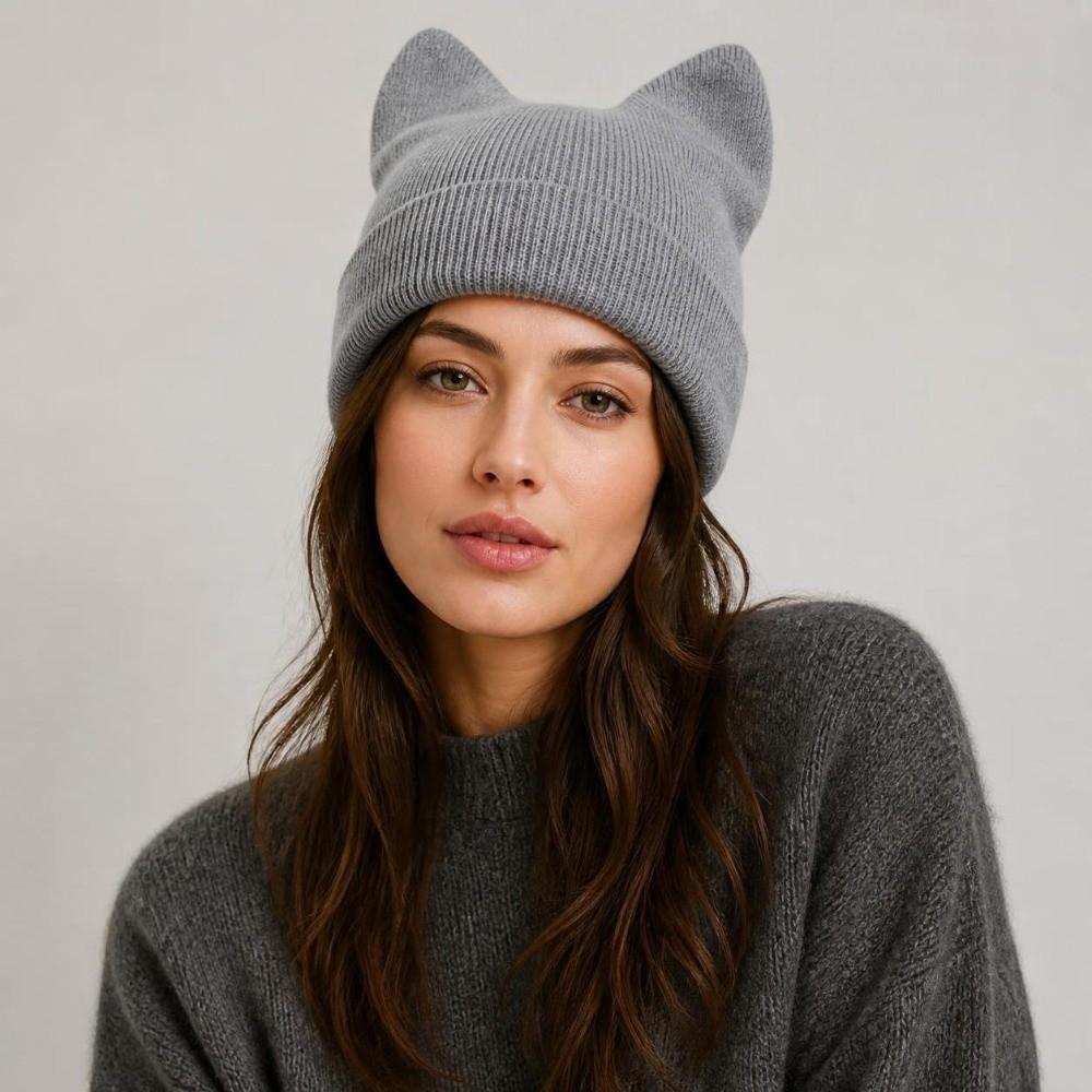 Cute Ears Cat Ears Hat Korean Style Knitted Hat Cute Beanie Hat  Autumn