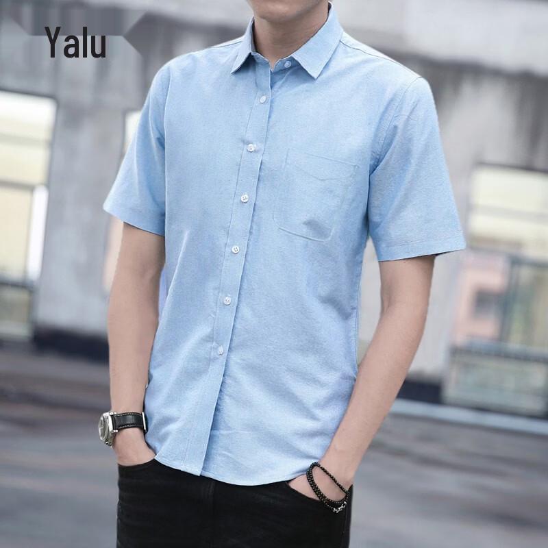 Ya Lu Men s Casual Short-Sleeve Oxford Shirt L