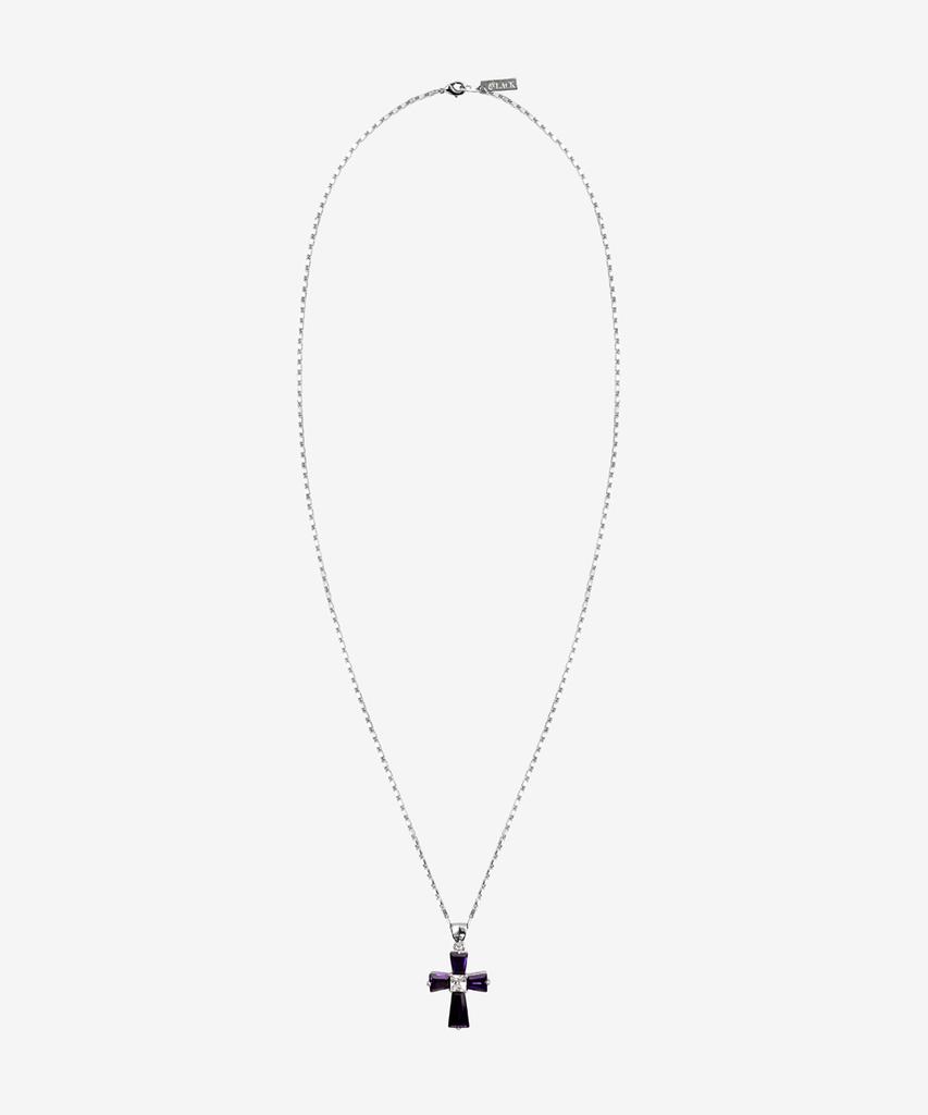 Zwart Paars Lange Dilly Kruis Ketting_Paars