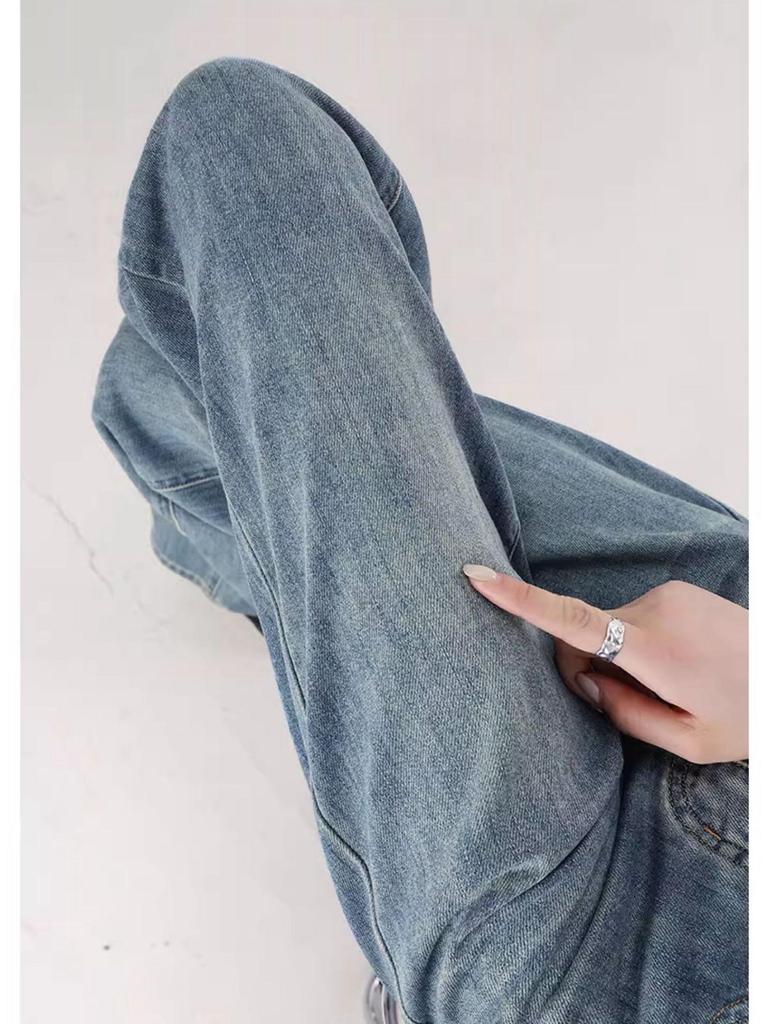Women's High-Waisted Retro Slimming Jeans - Fall 2025 Collection: Wide-Leg, Floor-Length, Straight-Leg Pants for Spring/Autumn.