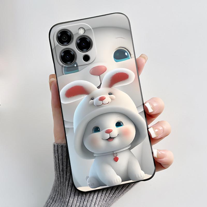 Phone Cases For Doogee Note 58 Note58 Pro Case Luxury Cute Love Rabbit Cartoon Funny Cover Black Soft Silicone Protective Casing