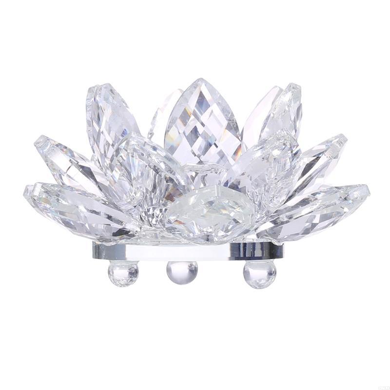 62KD Glass Lotus Flower Stand Tea Light Holder Candlestick Wedding Decorations