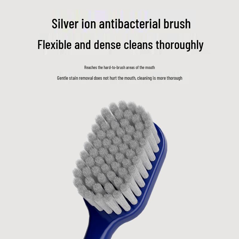 Silver Ion Antibacterial Soft Bristle Toothbrush, Advanced Gum Protection, Wide Head for Adults.