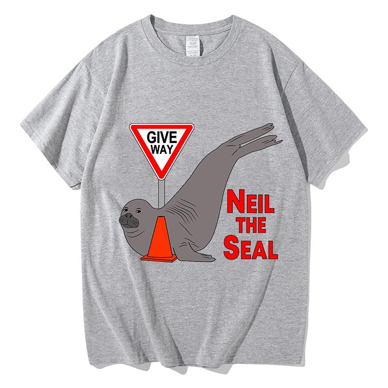 Neil The Seal TShirt Summer Pure Cotton TShirts For Unisex Print Tshirts ShortSleeved Vintage Tees Aesthetic Harajuku Streetwear