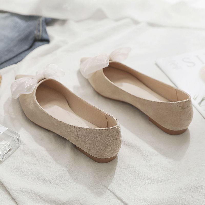 2025 New Spring Bow Fresh Bridesmaids Flat Bottom Pointed Fairy Style Evening Versatile Doudou Single Shoes