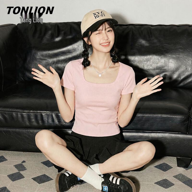 TonLion Women s Square Neck Short Sleeve T-Shirt S