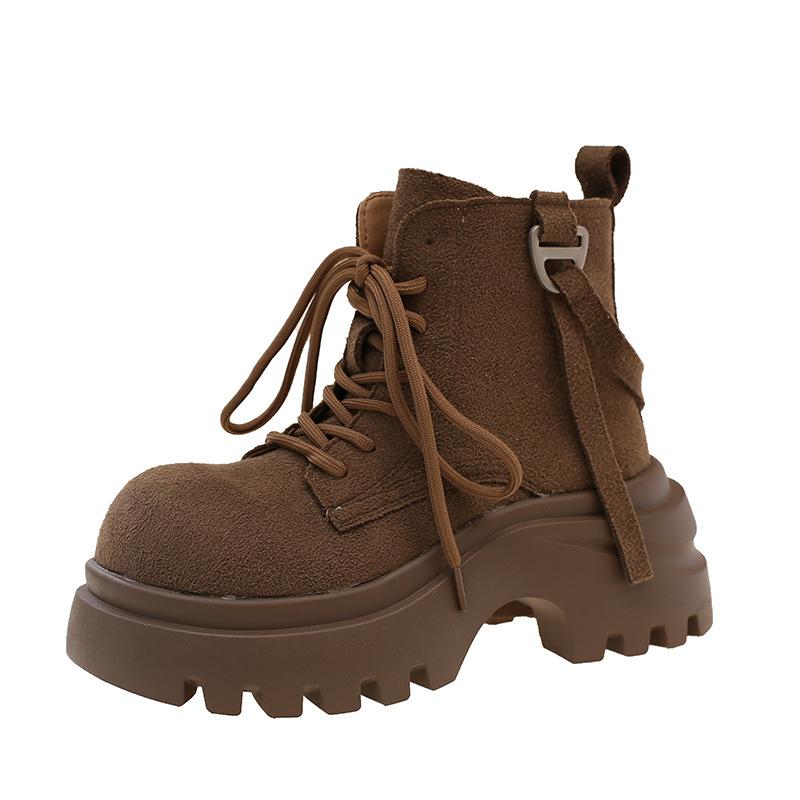 

2025 new autumn Korean version thick-soled heightening Martin boots women s super fire retro women s boots slim short women s shoes 40 хаки