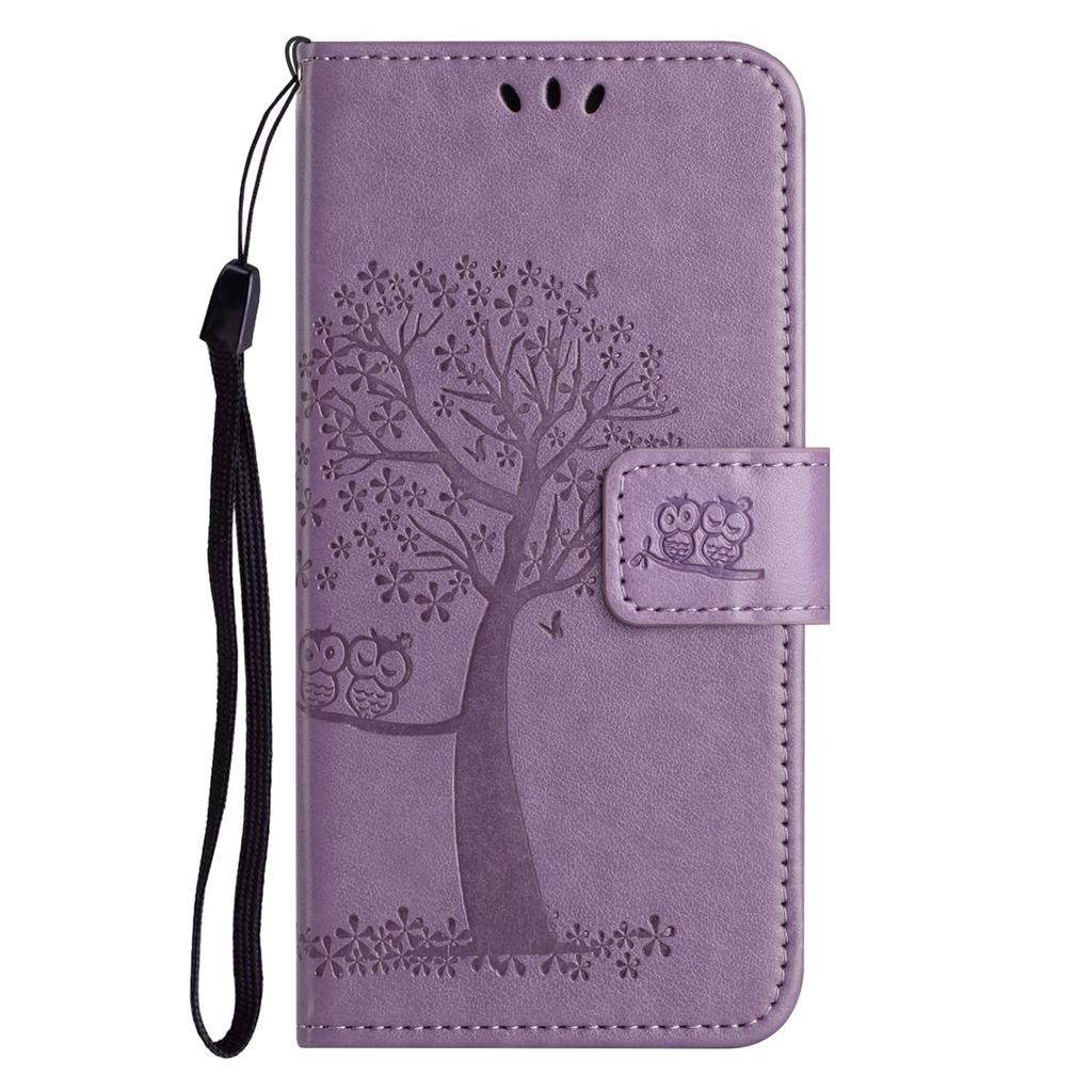 For Xiaomi Redmi Note 12 4G Owl Tree Imprinted Pattern Phone Wallet Case PU Leather Stand Phone Cover