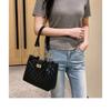 Elegant Ladies' Large Capacity Shoulder Bag with Adjustable Chain Shoulder Strap and Front Flip Button Closure - Woven Handbag