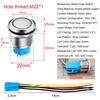 22mm Momentary Push Button with Wire Socket 3A-12-24V(AC/DC) 1NO 1NC SPDT On Off Metal Waterproof IP65 Self Reset (Red&Green LED)