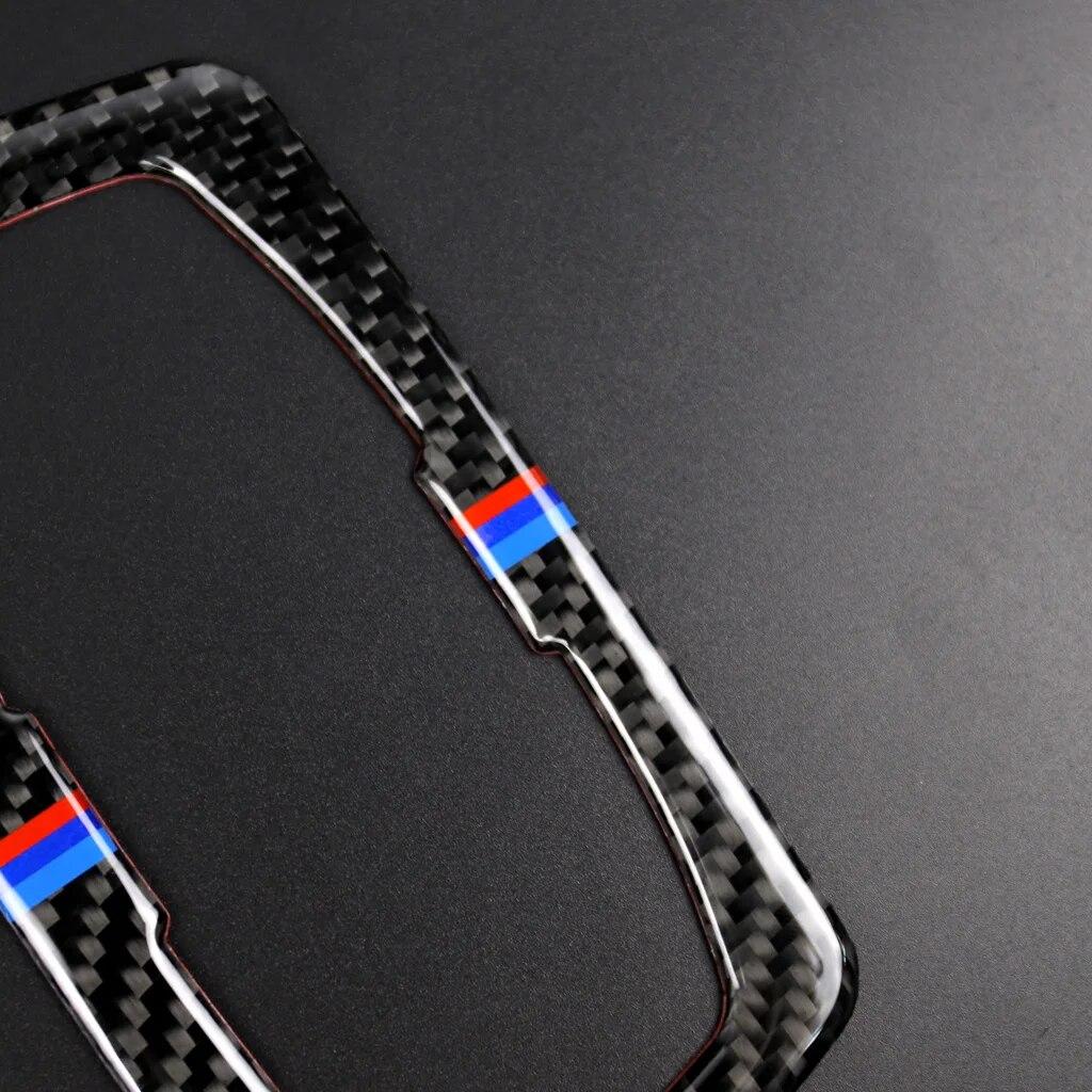 Kolfiber Interiör Bil Strålkastare Strömbrytare Knapp Ram Klistermärke Skydd Trim Dekal För BMW 3 4-serien 3GT F30 F31 F32 F34 13-18