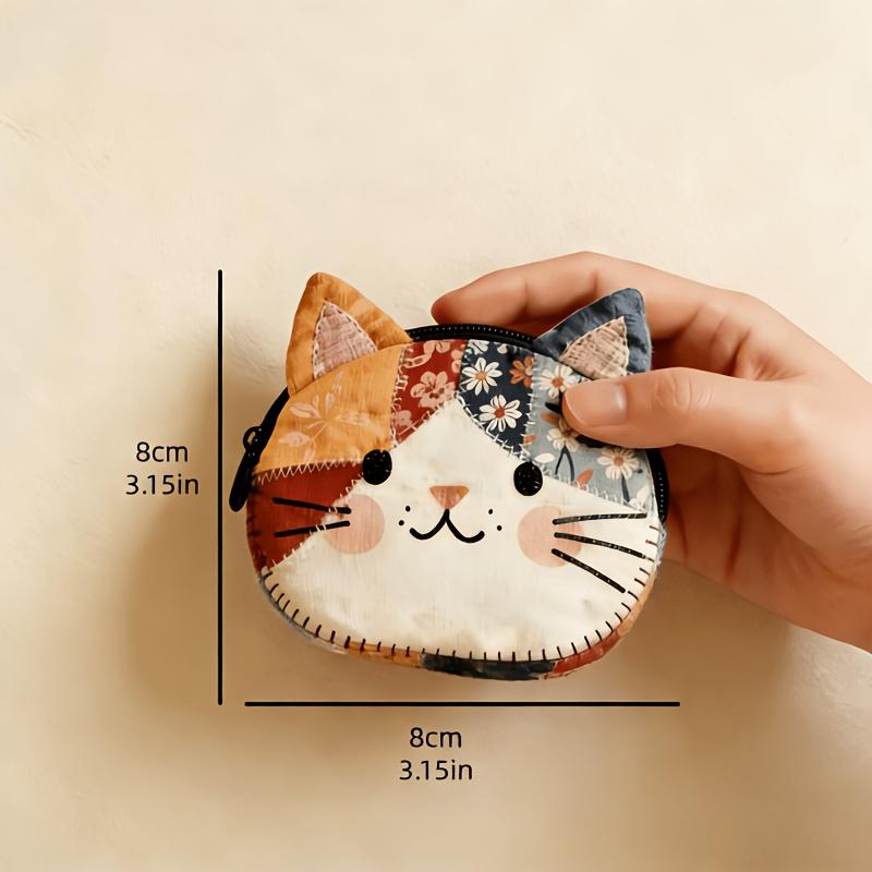 1pc Japanese-Style Kawaii Cat Makeup Bag, Large-Capacity Portable Cosmetic Organizer with Cute Decor, Fabric Pouch for Daily Use