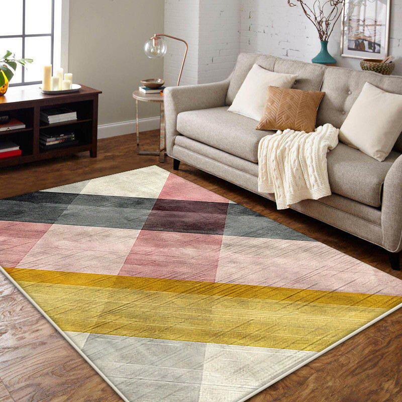 

Nordic Geometric Living Room Carpet Modern Decoration Home Sofa Large Rugs Bedroom Bedhead Soft Anti Slip Mat Plush Washable 60*90cm