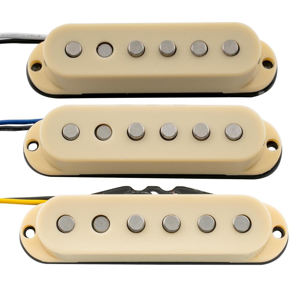 Musiclily Pro Staggered Alnico 5 Guitar Single Coil Pickups for Strat Electric Cream of ST-60SE (Neck/Middle/Bridge) Guitars, (Set 3)