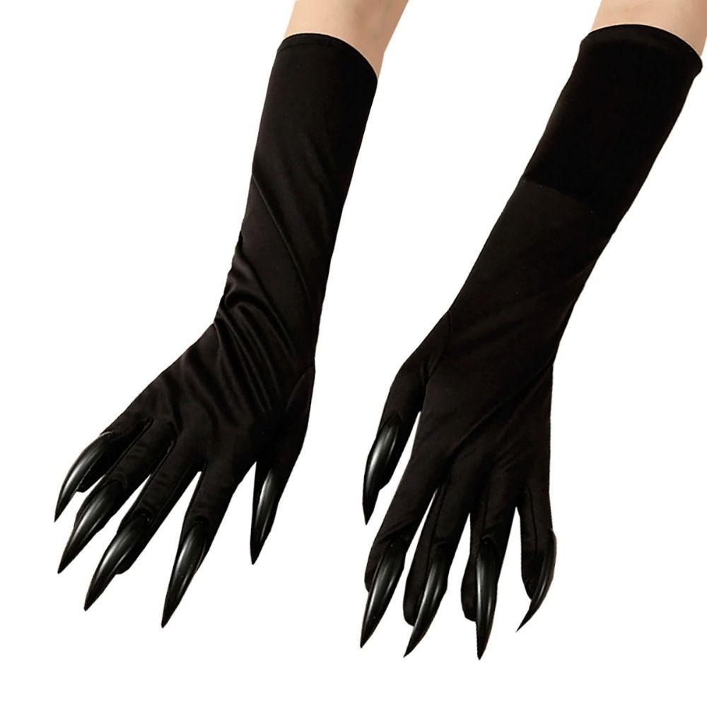 Black Ghost Cat Demon Paw Gloves Full Finger Women Long Mittens  Cosplay