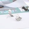 Beixi S925 Sterling Silver Ginkgo Leaf Diamond & Pearl Stud Earrings - Elegant & Fashionable Women's Jewelry