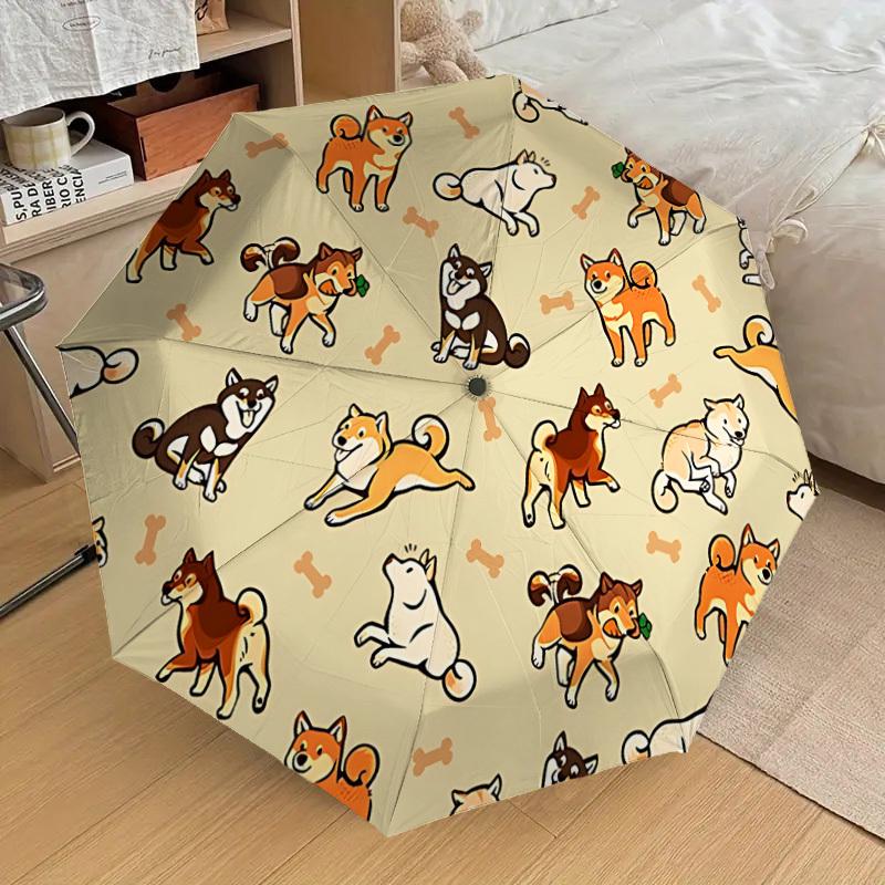 1PC Dog Pattern Umbrella-8-Rib Reinforced, Automatic Open, Lightweight & Durable, Cute Fashion Accessory for Outdoor-A1293