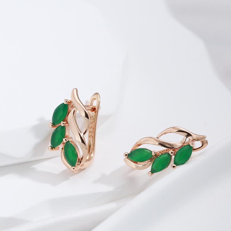 Kinel Fashion Green Leaf Ohrringe für Mädchen Rose Gold Farbe Party Hochzeit Schmuck