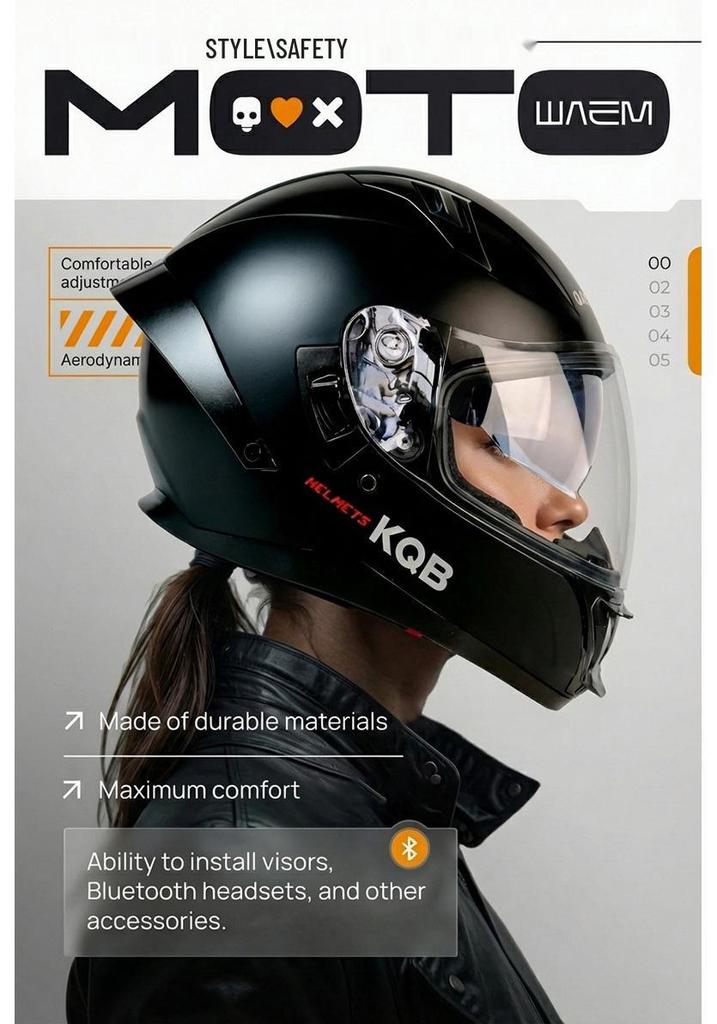 Cool Rider Bluetooth Full Face Motorcycle Helmet: Safe, Long Battery Life, Built-in Earphones, Wide View for Navigation