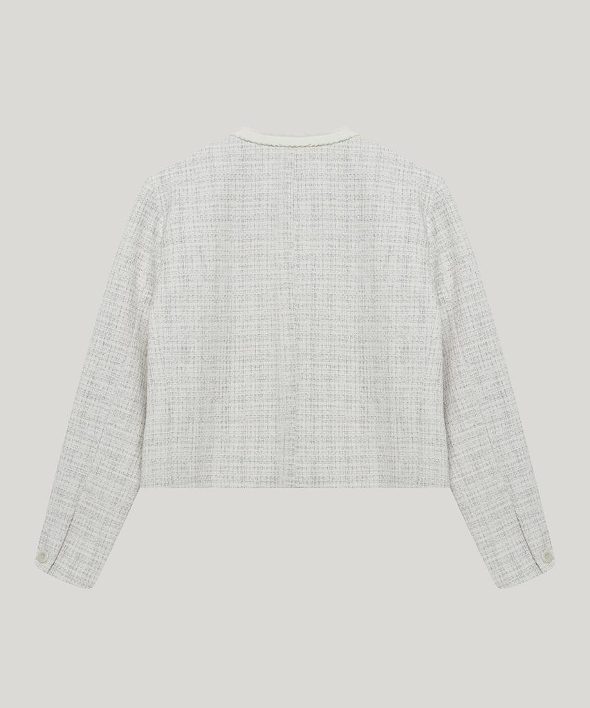 Poetseoul Lace Tweed Jacket_Ivory/Gray