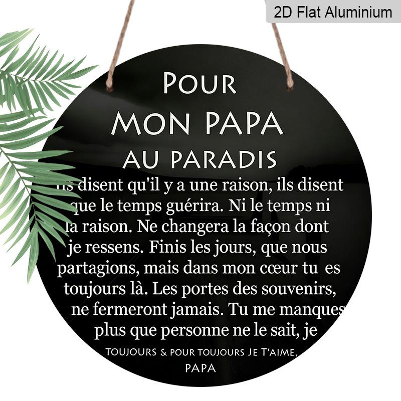 

2D Flat Retro Aluminum Wall Decorations in Various Sizes. A French Memorial Plaque for Dad in Heaven. Ideal for Home Décor and Gifts. Suitable for 20*20cm