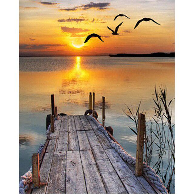 5D Diamond Painting Sea Landscape Tree Flower Diamond Embroidery Round Drill Spring DIY Cross Stitch