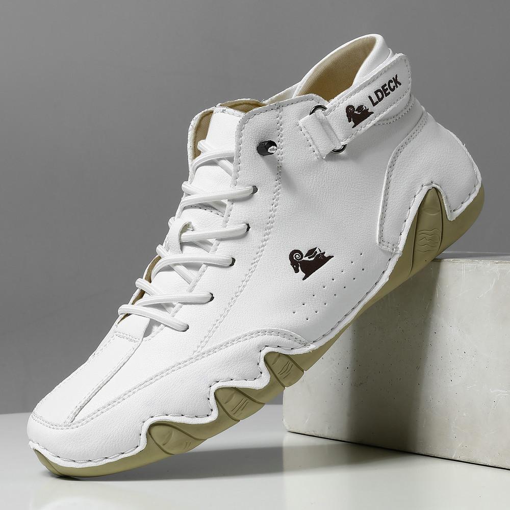 Leather Casual Shoes Brown Sneakers for Men Shoes Fashion Outdoor Walking Man Loafers Shoes High Top Footwear Luxury Man Boots