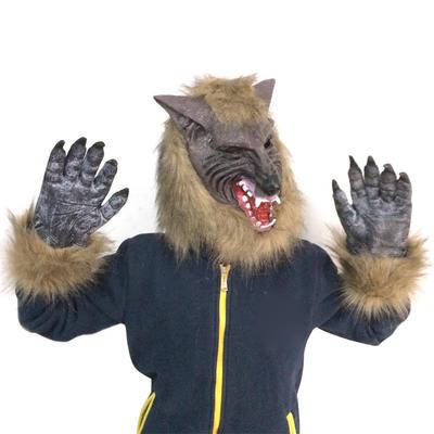 Wild Wolf Mask Halloween Scary Wolf Head Cover Bloody Killer Plush Cosplay Horror Animal Mask For Kids Adults Halloween Gifts