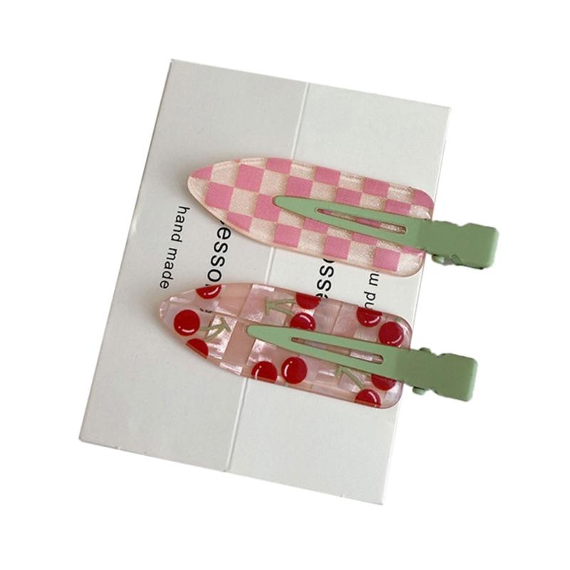 

2Pieces No Crease Hair Clip Hawaiian Acrylic Flat Styling Pins Cute Cartoon Beach Hairstyle Tool for Different Ages