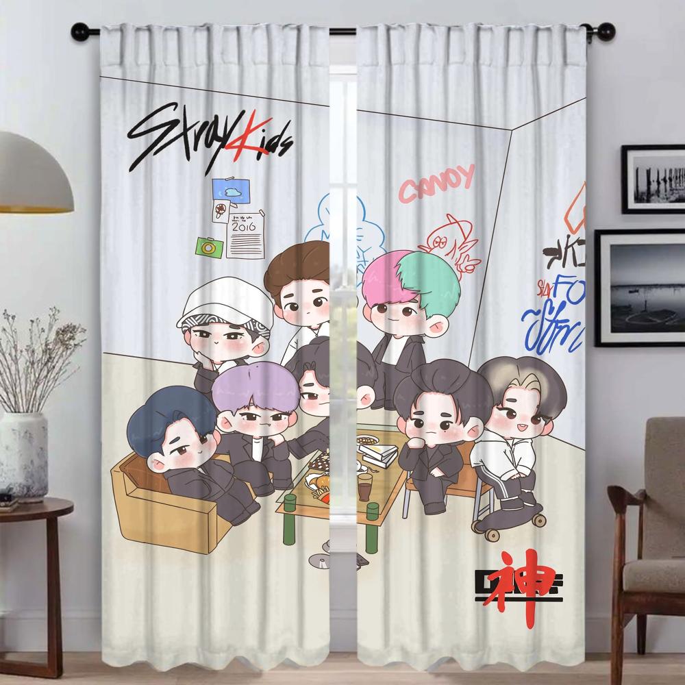 

Сучасні штори для вітальні Stray Kids для камери, тюль для спальні, штори для домашнього інтер єру, 2 штуки, розділова штора W96xH213cmx2pcs-CL