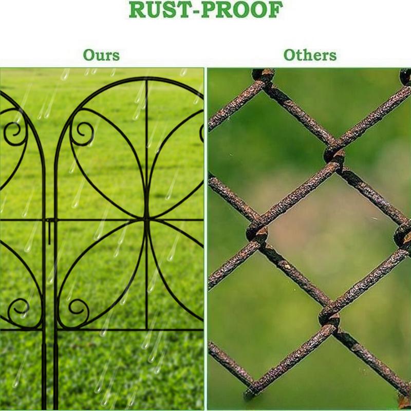 10-Piece Decorative Garden Fence Rustproof Metal No-Dig Fencing for Animal Barriers Flower Borders Outdoor Courtyard Decoration