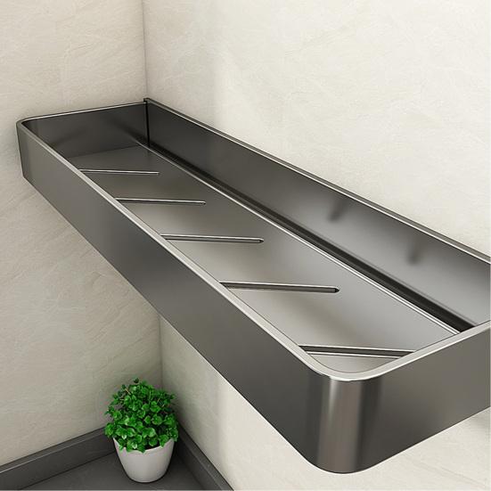Wall-Mounted Bathroom Shelf Rustproof Aluminum Shower Caddy with Drain Holes Heavy Duty Storage Shelf for Kitchen Laundry Room