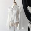 Chemises Style Lolita Y2k Gothique Femmes Vintage Maille Manches Longues Lanternes Blouse Féminine Japonaise Victorien Vintage Vêtements Amincis Hauts