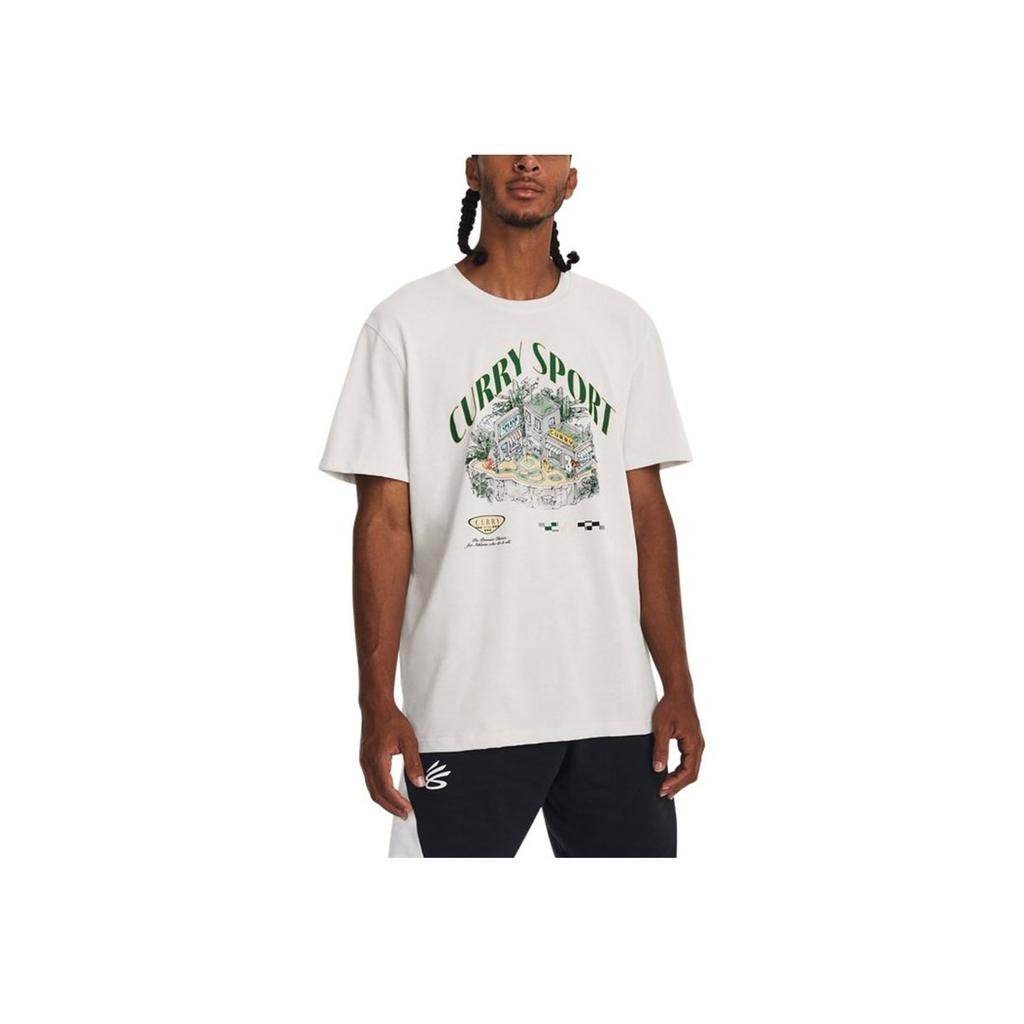 Under Armour Curry Letter Pattern Printed Basketball Short Sleeve T-Shirt Men Tops White 1379858-114