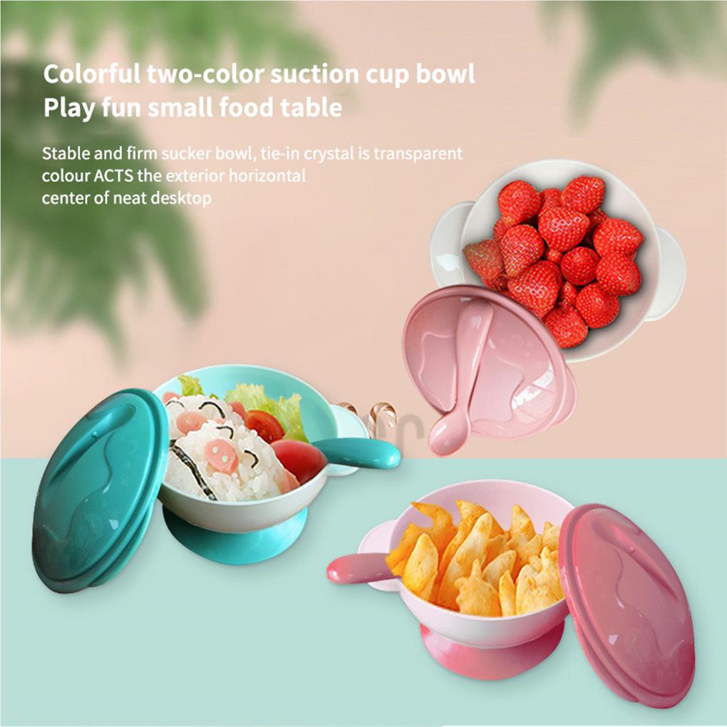 Dish Set Baby Bowl Eating Assist Fine Workmanship No Burrs Smooth Surface Tableware Sucker Base Plate Suction Feeding Bowls