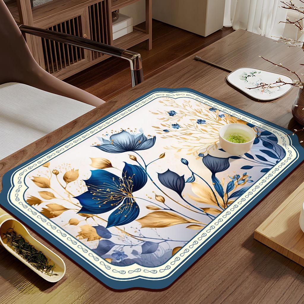Rectangular Tea Mat Absorption and Quick Drying Tea Tray for Home Living Room Carpet Quick Drying Mat