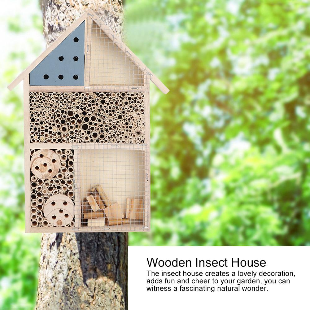 Wooden Insect Bee House Wood Bug Room Hotel Shelter Garden Decoration Nests Box
