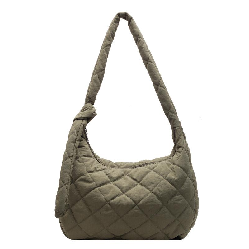 Trendy Fashion Rhombus Casual Messenger Bag Women's New Simple Cotton Clothes Shoulder Bag College Student Versatile Bag