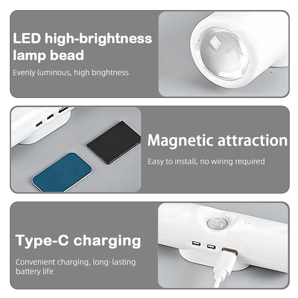 Three-color Wall Lamp No-drill LED Light, Soft Light Sensor Light Bedside Bedroom Night Light, Magnetic Rechargeable Spotlight.