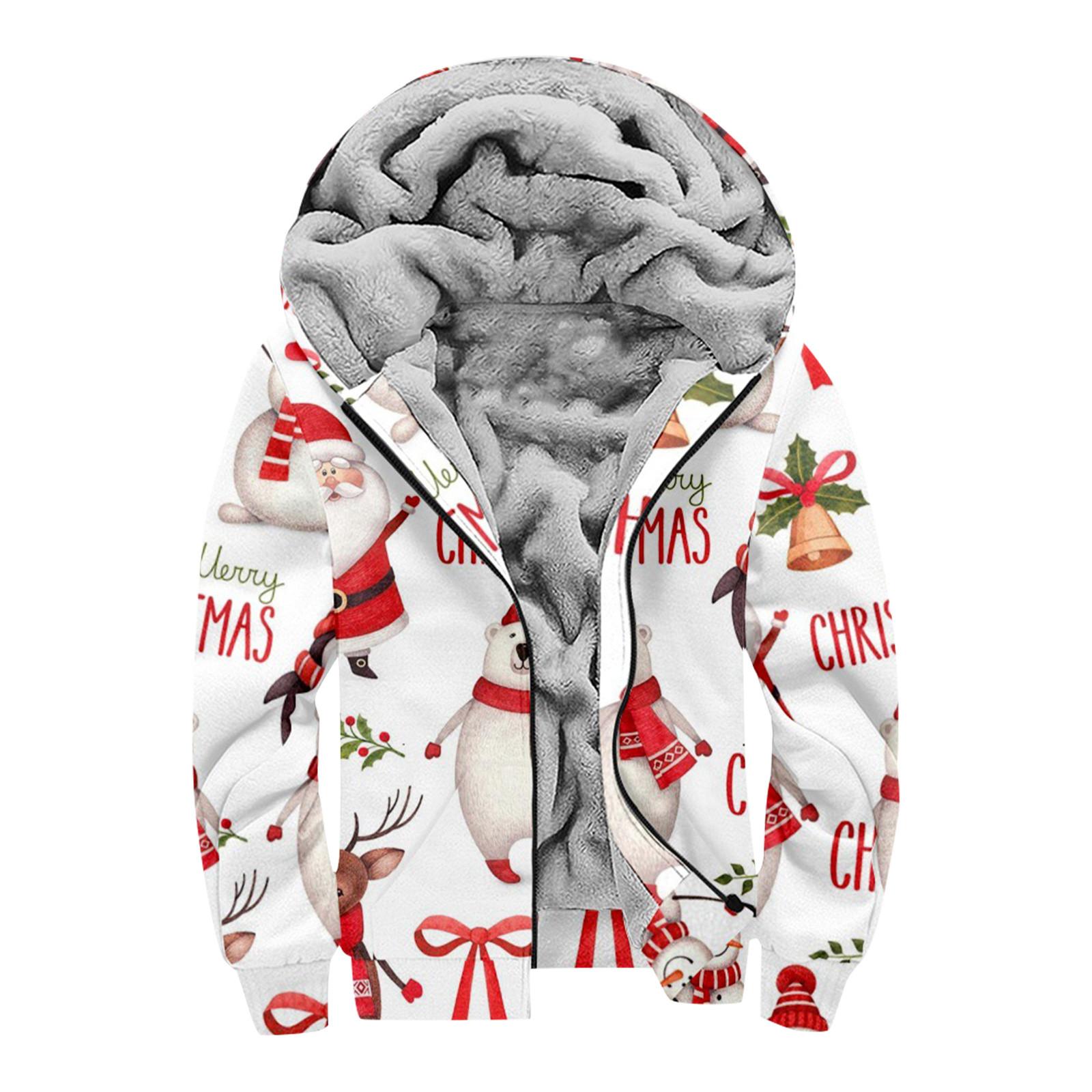 

Мужской индивидуальный повседневный свитер на молнии с длинным рукавом и принтом, толстый хлопковый костюм, зимний костюм M белый