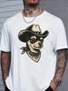 Blue Mens Summer Tee Retro Cowboy Chihuahua Dog Print Soft Loose Western Casual Street Top For Trendy Male Daily Outfit