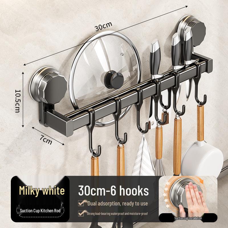 Punch-Free Suction Cup Kitchen Hook and Storage Rack for Utensils